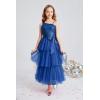 imageGRACE KARIN Girls Sequin Tulle Dress One Shoulder Formal Party Holiday Maxi Dress for Girl 614YBlue