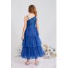 imageGRACE KARIN Girls Sequin Tulle Dress One Shoulder Formal Party Holiday Maxi Dress for Girl 614YBlue