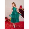 imageGRACE KARIN Girls Sequin Tulle Dress One Shoulder Formal Party Holiday Maxi Dress for Girl 614YDark Green