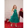 imageGRACE KARIN Girls Sequin Tulle Dress One Shoulder Formal Party Holiday Maxi Dress for Girl 614YDark Green