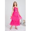 imageGRACE KARIN Girls Sequin Tulle Dress One Shoulder Formal Party Holiday Maxi Dress for Girl 614YHot Pink