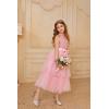 imageGRACE KARIN Girls Sequin Tulle Dress One Shoulder Formal Party Holiday Maxi Dress for Girl 614YPink