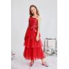 imageGRACE KARIN Girls Sequin Tulle Dress One Shoulder Formal Party Holiday Maxi Dress for Girl 614YRed