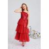 imageGRACE KARIN Girls Sequin Tulle Dress One Shoulder Formal Party Holiday Maxi Dress for Girl 614YRed