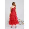 imageGRACE KARIN Girls Sequin Tulle Dress One Shoulder Formal Party Holiday Maxi Dress for Girl 614YRed