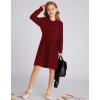 imageGRACE KARIN Girls Sweater Dresses Lapel Kids Long Sleeve Fall Winter Casual School Preppy Knit Pleated Dress for Girls 512Dark Red