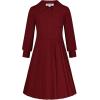 imageGRACE KARIN Girls Sweater Dresses Lapel Kids Long Sleeve Fall Winter Casual School Preppy Knit Pleated Dress for Girls 512Dark Red