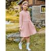 imageGRACE KARIN Girls Sweater Dresses Lapel Kids Long Sleeve Fall Winter Casual School Preppy Knit Pleated Dress for Girls 512Light Pink