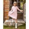 imageGRACE KARIN Girls Sweater Dresses Lapel Kids Long Sleeve Fall Winter Casual School Preppy Knit Pleated Dress for Girls 512Light Pink