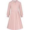 imageGRACE KARIN Girls Sweater Dresses Lapel Kids Long Sleeve Fall Winter Casual School Preppy Knit Pleated Dress for Girls 512Light Pink