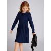 imageGRACE KARIN Girls Sweater Dresses Lapel Kids Long Sleeve Fall Winter Casual School Preppy Knit Pleated Dress for Girls 512Navy Blue