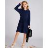 imageGRACE KARIN Girls Sweater Dresses Lapel Kids Long Sleeve Fall Winter Casual School Preppy Knit Pleated Dress for Girls 512Navy Blue