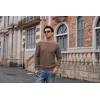 imageGRACE KARIN Mens Crewneck Pullover Sweater Textured Long Sleeve Knitted SweatersBrown