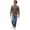 imageGRACE KARIN Mens Crewneck Pullover Sweater Textured Long Sleeve Knitted SweatersBrown