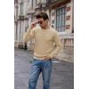 imageGRACE KARIN Mens Crewneck Pullover Sweater Textured Long Sleeve Knitted SweatersKhaki