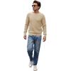 imageGRACE KARIN Mens Crewneck Pullover Sweater Textured Long Sleeve Knitted SweatersKhaki