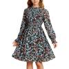 imageGRACE KARIN Girls Floral Long Sleeve Dresses Kid Mock Neck High Waist Casual Formal Elegant Fall Dress Size 514YBlack Flower