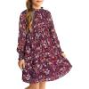 imageGRACE KARIN Girls Floral Long Sleeve Dresses Kid Mock Neck High Waist Casual Formal Elegant Fall Dress Size 514YBurgundy Flower