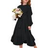 imageGRACE KARIN Girls Long Sleeve Dress Fall Spring Ruffle Swing Maxi High Low Formal Party Dress Size 512YBlack