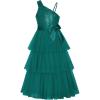 imageGRACE KARIN Girls Sequin Tulle Dress One Shoulder Formal Party Holiday Maxi Dress for Girl 614YDark Green