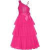 imageGRACE KARIN Girls Sequin Tulle Dress One Shoulder Formal Party Holiday Maxi Dress for Girl 614YHot Pink