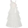 imageGRACE KARIN Girls Sequin Tulle Dress One Shoulder Formal Party Holiday Maxi Dress for Girl 614YOffwhite