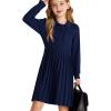 imageGRACE KARIN Girls Sweater Dresses Lapel Kids Long Sleeve Fall Winter Casual School Preppy Knit Pleated Dress for Girls 512Navy Blue