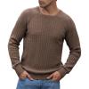 imageGRACE KARIN Mens Crewneck Pullover Sweater Textured Long Sleeve Knitted SweatersBrown