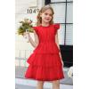 imageGRACE KARIN Girl Summer Birthday Party Dress Ruffle Tiered Tulle Princess Prom Dress Size 512Red