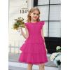 imageGRACE KARIN Girl Summer Birthday Party Dress Ruffle Tiered Tulle Princess Prom Dress Size 512Rose Red