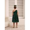 imageGRACE KARIN Girls Sequin Dress One Shoulder Wedding Party Gown with Hair Bow 512YDark Green