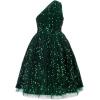 imageGRACE KARIN Girls Sequin Dress One Shoulder Wedding Party Gown with Hair Bow 512YDark Green