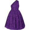 imageGRACE KARIN Girls Sequin Dress One Shoulder Wedding Party Gown with Hair Bow 512YDeep Purple