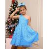 imageGRACE KARIN Girls Sequin Dress One Shoulder Wedding Party Gown with Hair Bow 512YLight Blue