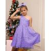 imageGRACE KARIN Girls Sequin Dress One Shoulder Wedding Party Gown with Hair Bow 512YPurple