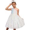 imageGRACE KARIN Girls Sequin Dress One Shoulder Wedding Party Gown with Hair Bow 512YWhite