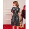 imageGRACE KARIN Girls Sequin Dress Prom Party Formal Fringe Sleeve Dresses Size 514 with HairbowBlack Multicolor