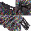 imageGRACE KARIN Girls Sequin Dress Prom Party Formal Fringe Sleeve Dresses Size 514 with HairbowBlack Multicolor