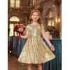 imageGRACE KARIN Girls Sequin Dress Prom Party Formal Fringe Sleeve Dresses Size 514 with HairbowGold