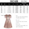 imageGRACE KARIN Girls Sequin Dress Prom Party Formal Fringe Sleeve Dresses Size 514 with HairbowGold