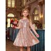 imageGRACE KARIN Girls Sequin Dress Prom Party Formal Fringe Sleeve Dresses Size 514 with HairbowRose Gold