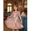 imageGRACE KARIN Girls Sequin Dress Prom Party Formal Fringe Sleeve Dresses Size 514 with HairbowRose Gold