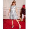 imageGRACE KARIN Girls Sequin Dress Prom Party Formal Fringe Sleeve Dresses Size 514 with HairbowSilver