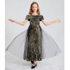 imageGRACE KARIN Girls Sequin Dresses Kids Off Shoulder Long Formal Prom Dance Sparkly Maxi Dress Size 512Blackgolden