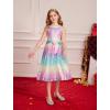 imageGRACE KARIN Girls Sequin Party Dress Cute Girls Formal Princess Midi Dress for Wedding 614YRainbow Color