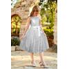 imageGRACE KARIN Girls Sequin Party Dress Cute Girls Formal Princess Midi Dress for Wedding 614YSilver Multicoloured