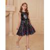 imageGRACE KARIN Girls Sequin Party Dress Formal Wedding Birthday Midi Sleeveless Dress 512YBlack Colorful