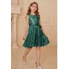 imageGRACE KARIN Girls Sequin Party Dress Formal Wedding Birthday Midi Sleeveless Dress 512YGreen