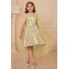 imageGRACE KARIN Girls Sequin Party Dress Formal Wedding Birthday Midi Sleeveless Dress 512YLight Gold