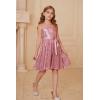 imageGRACE KARIN Girls Sequin Party Dress Formal Wedding Birthday Midi Sleeveless Dress 512YPink